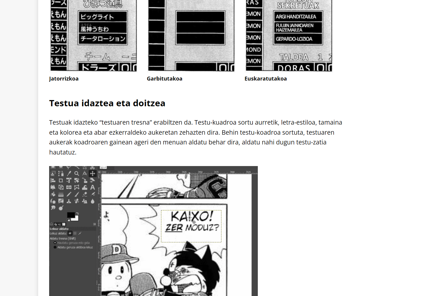 Manga euskaratzeko tutoriala